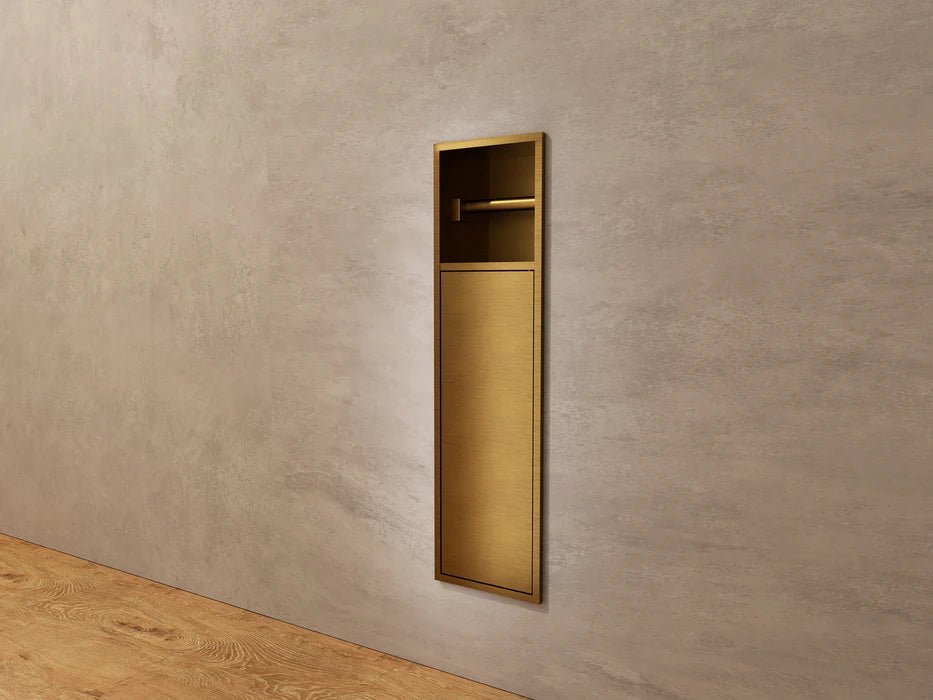 Imex - Hornacina Egean con puerta y portarrollos oro cepillado - BricoandPool