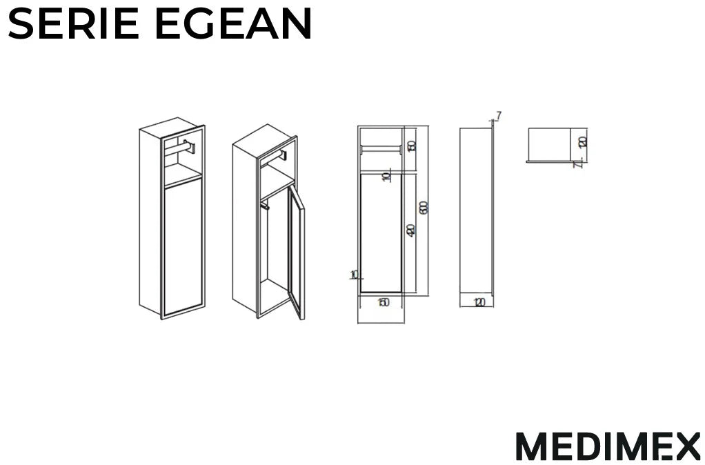 Imex - Hornacina Egean con puerta y portarrollos oro rosa cepillado - BricoandPool