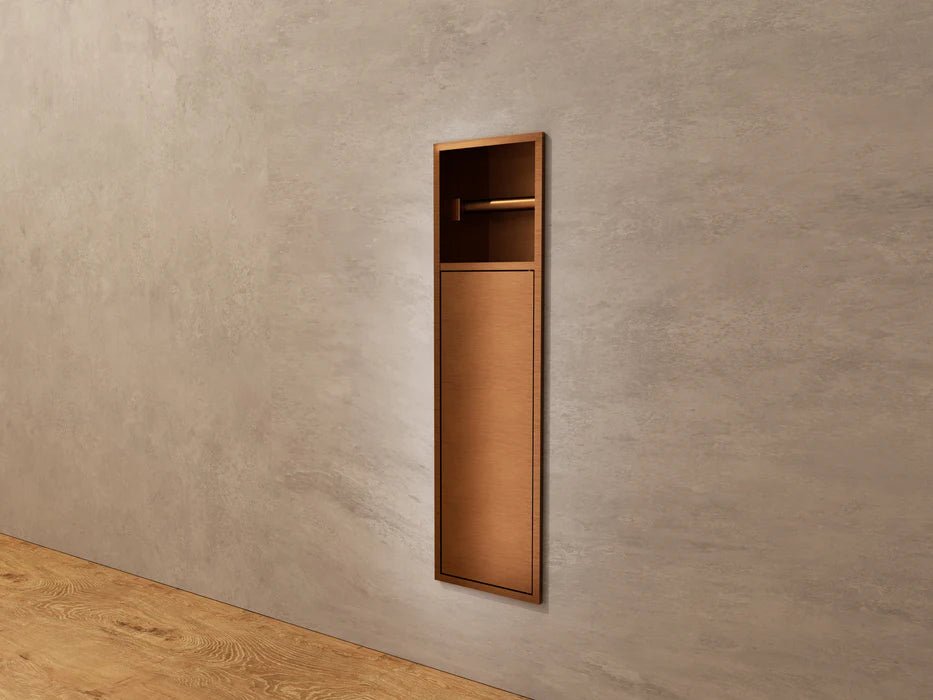 Imex - Hornacina Egean con puerta y portarrollos oro rosa cepillado - BricoandPool