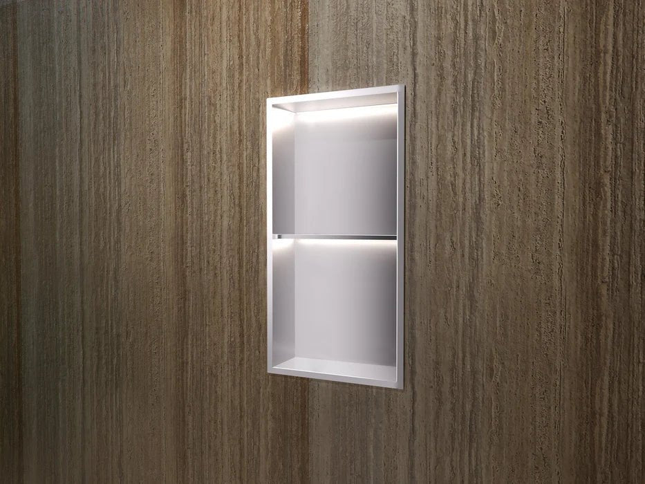 Imex - Hornacina Marshall con estante y LED níquel cepillado - BricoandPool