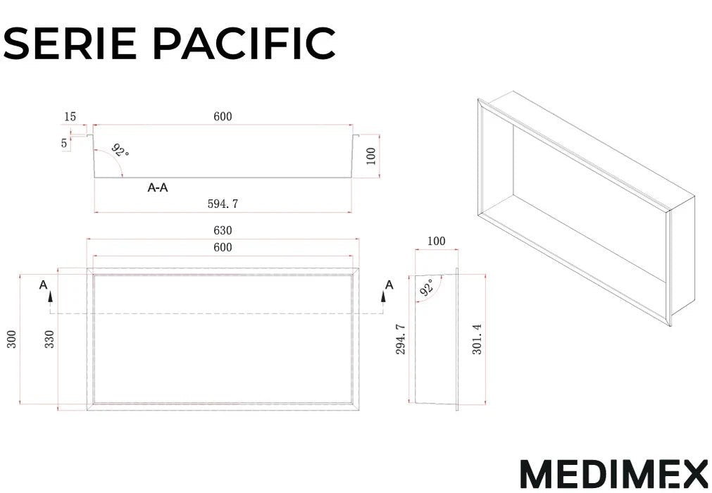 Imex - Hornacina rectangular Pacific negro mate - BricoandPool