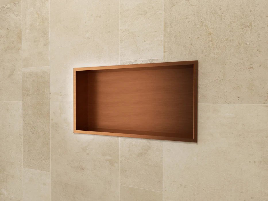 Imex - Hornacina rectangular Pacific oro rosa cepillado - BricoandPool
