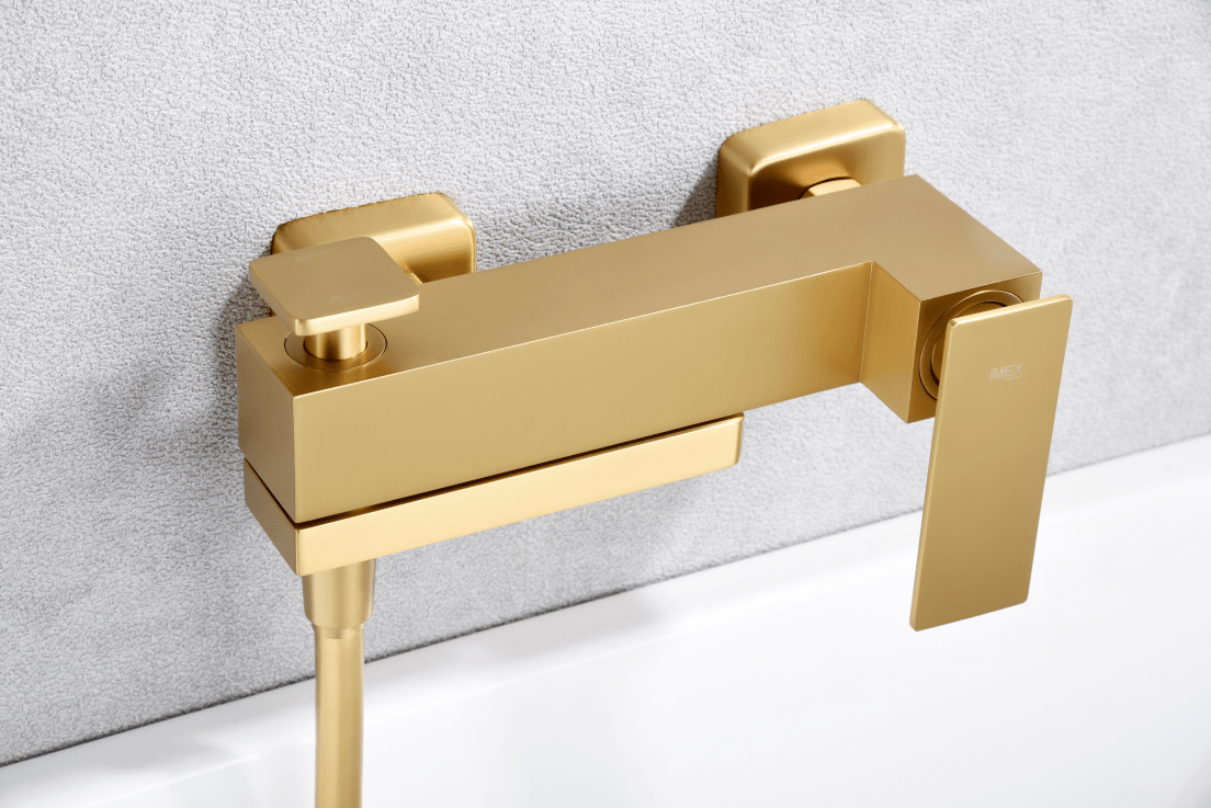 Imex - Kit baño / ducha monomando Pisa oro cepillado - BricoandPool