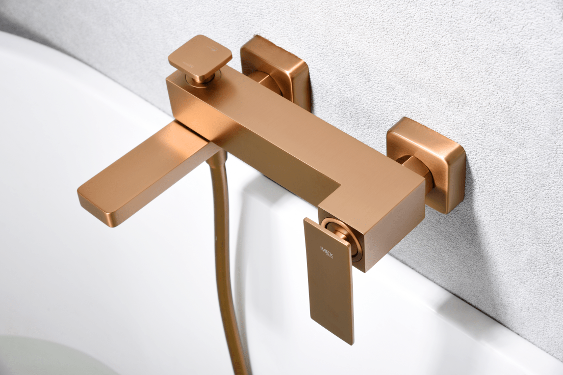 Imex - Kit baño / ducha monomando Pisa oro rosa cepillado - BricoandPool