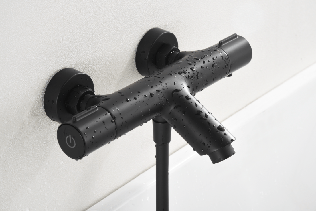 Imex - Kit baño/ducha termostático Eco - Kent negro mate - BricoandPool