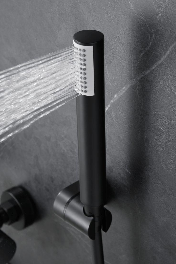 Imex - Kit baño/ducha termostático Génova negro mate - BricoandPool