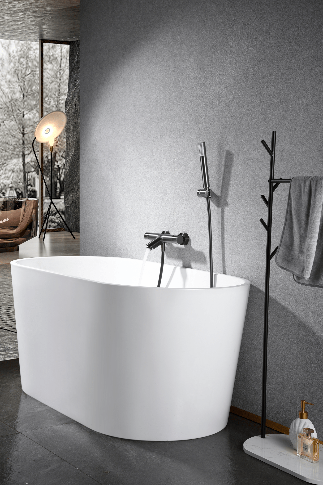 Imex - Kit baño/ducha termostático Monza black gun metal - BricoandPool