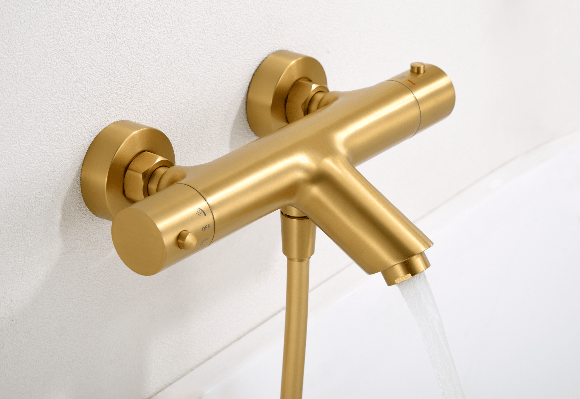 Imex - Kit baño/ducha termostático Monza oro cepillado - BricoandPool