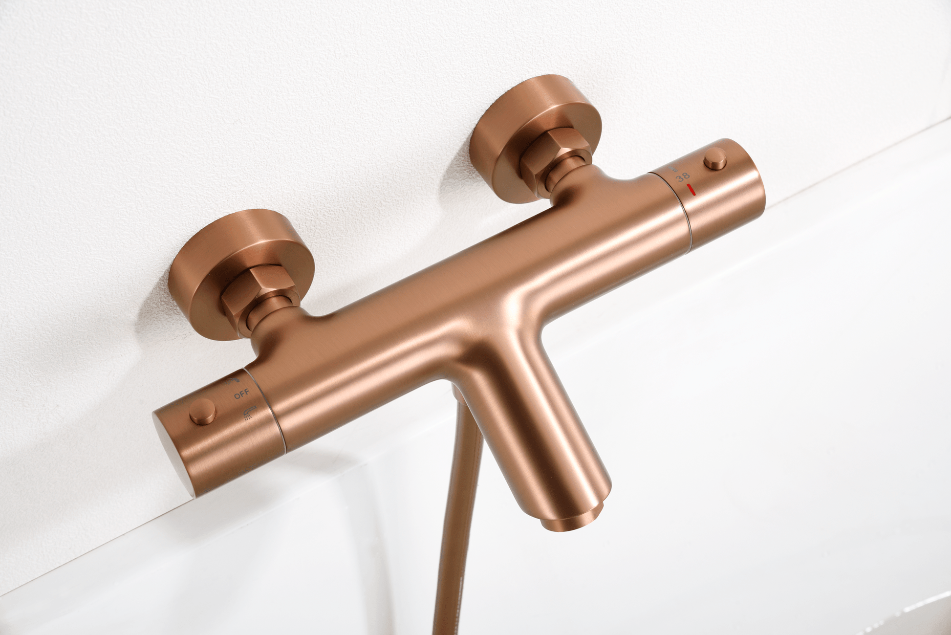 Imex - Kit baño/ducha termostático Monza oro rosa cepillado - BricoandPool