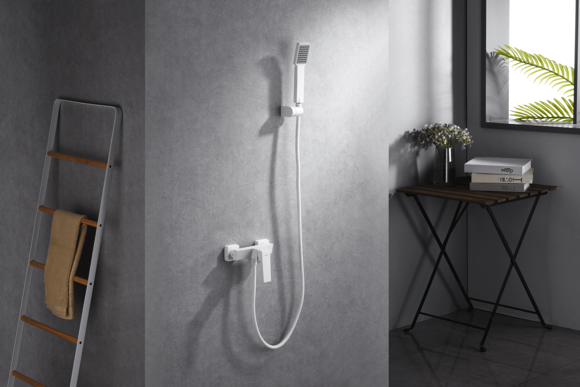 Imex - Kit ducha monomando Art blanco mate - BricoandPool