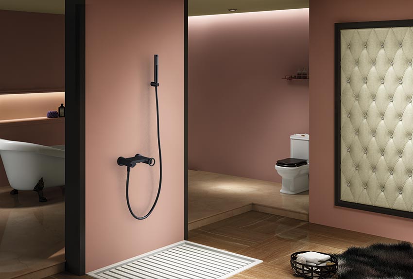 Imex - Kit ducha monomando Olimpo negro mate - BricoandPool