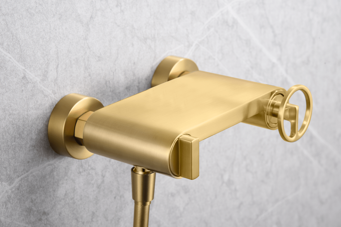 Imex - Kit ducha monomando Olimpo oro cepillado - BricoandPool