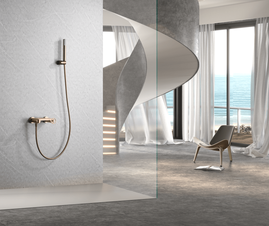 Imex - Kit ducha monomando Olimpo oro rosa cepillado - BricoandPool