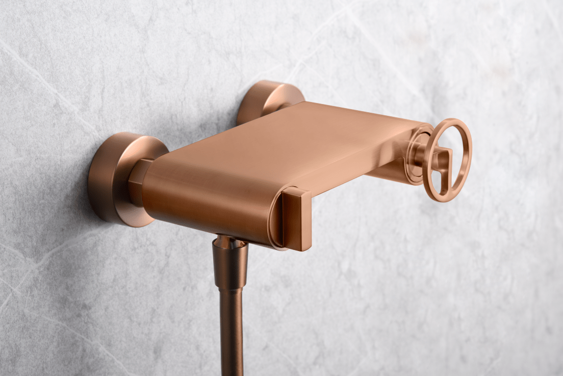 Imex - Kit ducha monomando Olimpo oro rosa cepillado - BricoandPool