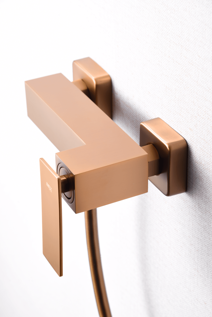 Imex - Kit ducha monomando Pisa oro rosa cepillado - BricoandPool