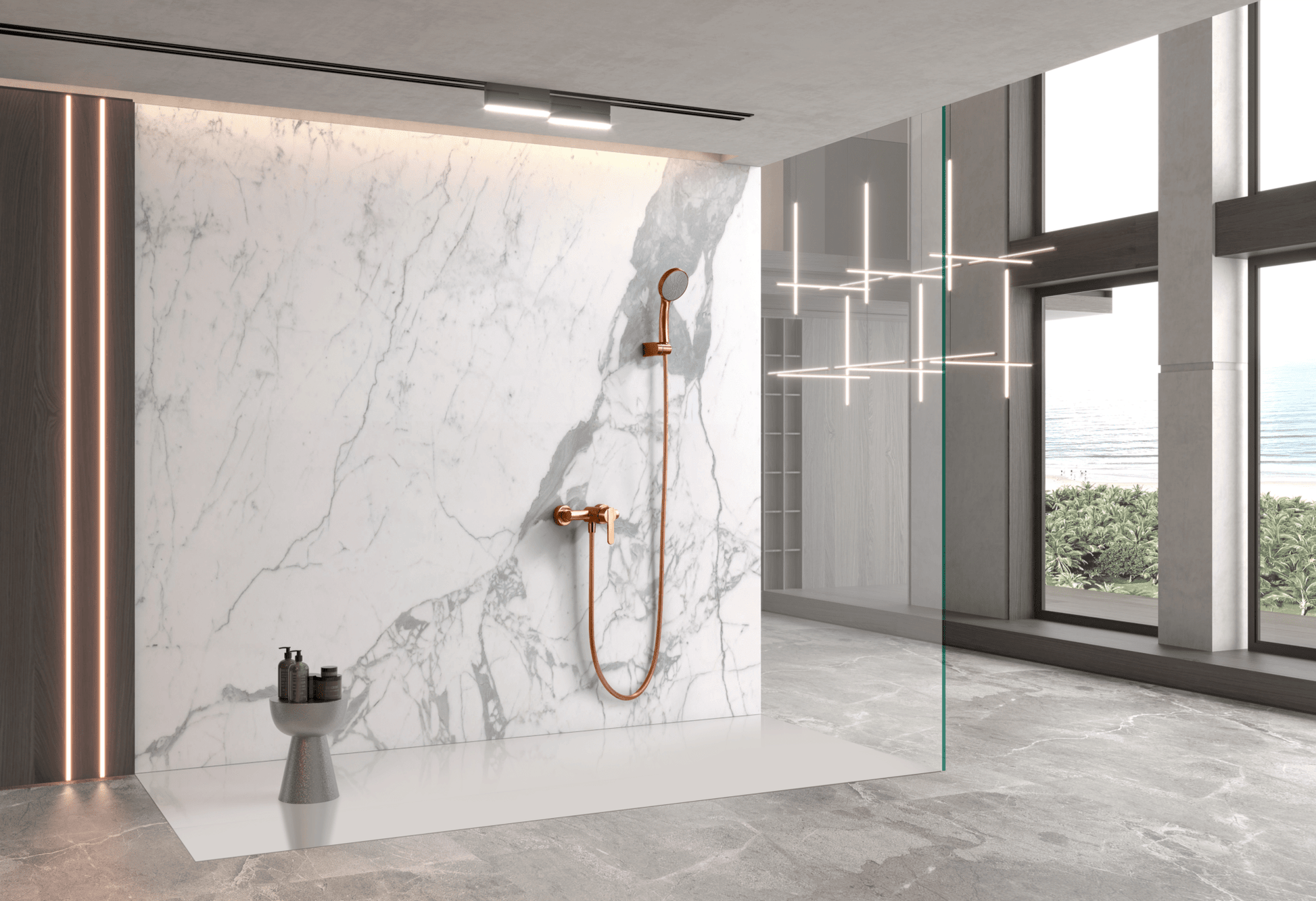 Imex - Kit ducha monomando Roma oro rosa cepillado - BricoandPool