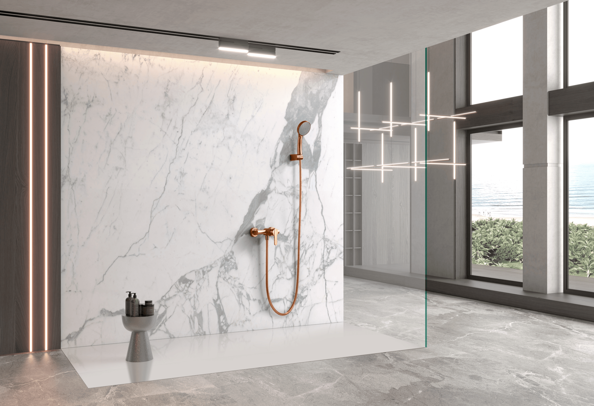 Imex - Kit ducha monomando Roma oro rosa cepillado - BricoandPool