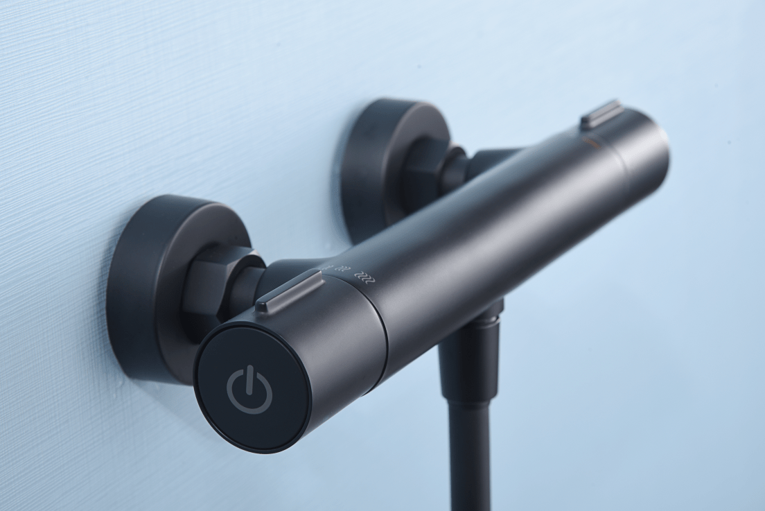 Imex - Kit ducha termostático Eco - Kent negro mate - BricoandPool