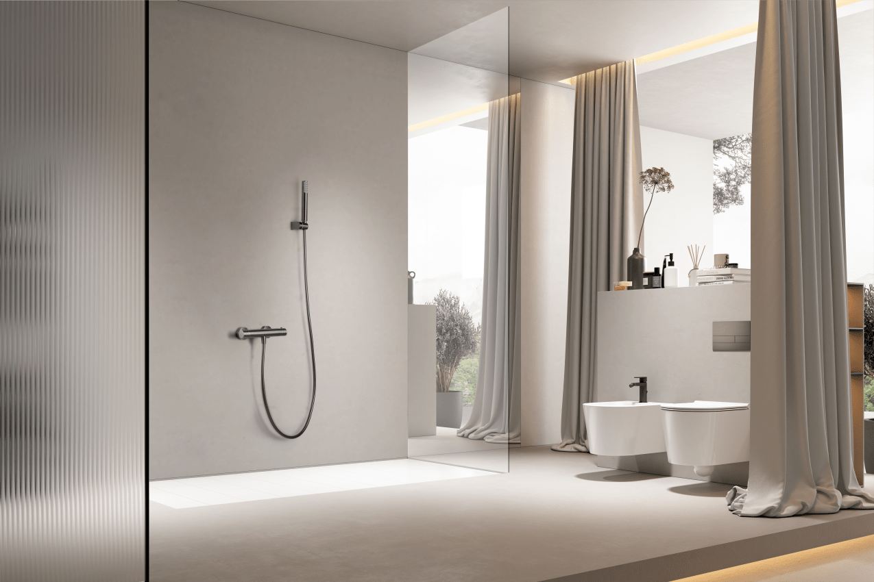 Imex - Kit ducha termostático Génova black gun metal - BricoandPool