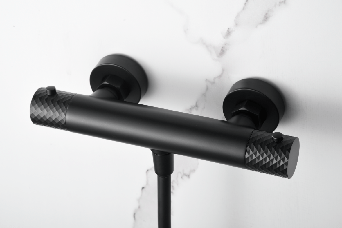 Imex - Kit ducha termostático Génova negro mate - BricoandPool