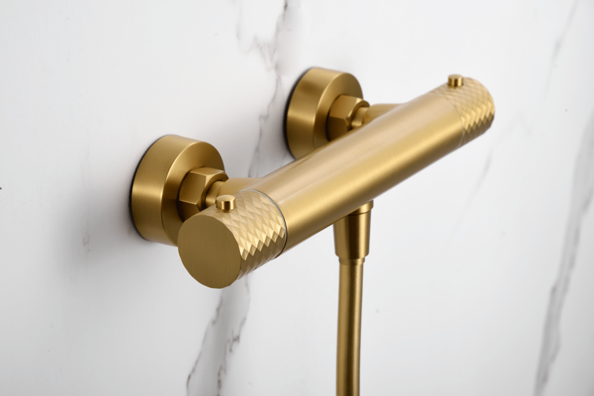 Imex - Kit ducha termostático Génova oro cepillado - BricoandPool