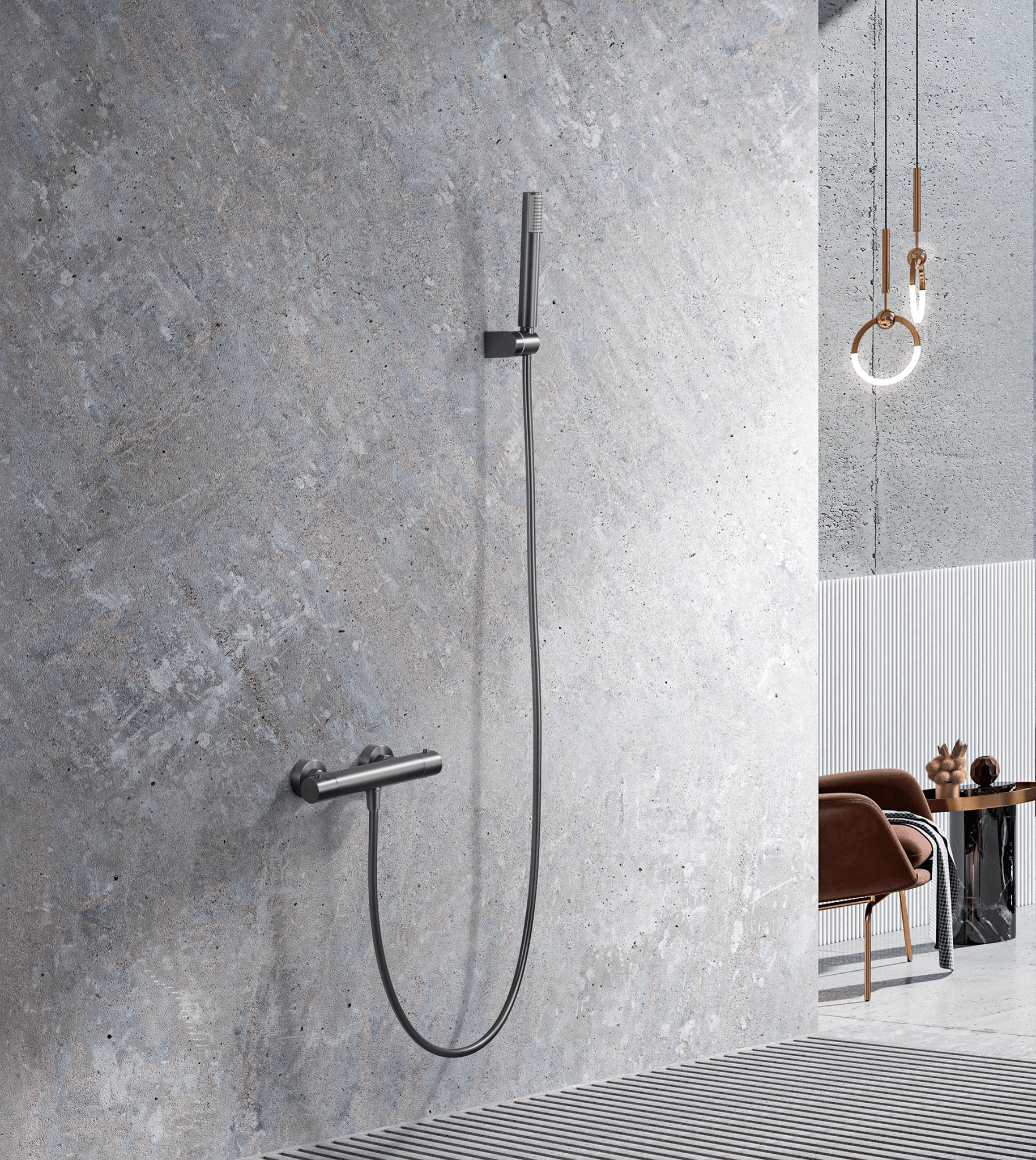 Imex - Kit ducha termostático Monza black gun metal - BricoandPool