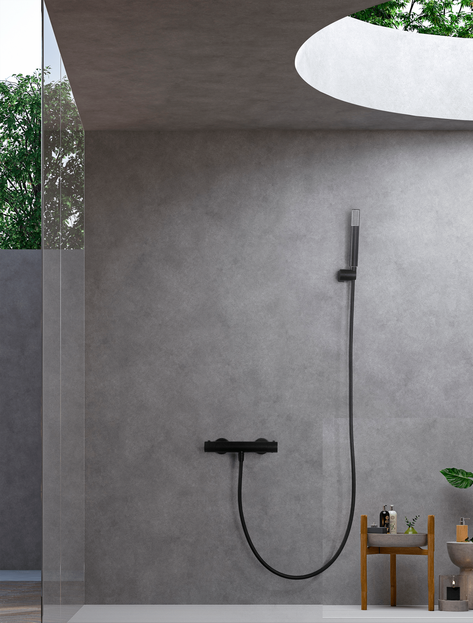 Imex - Kit ducha termostático Monza negro mate - BricoandPool