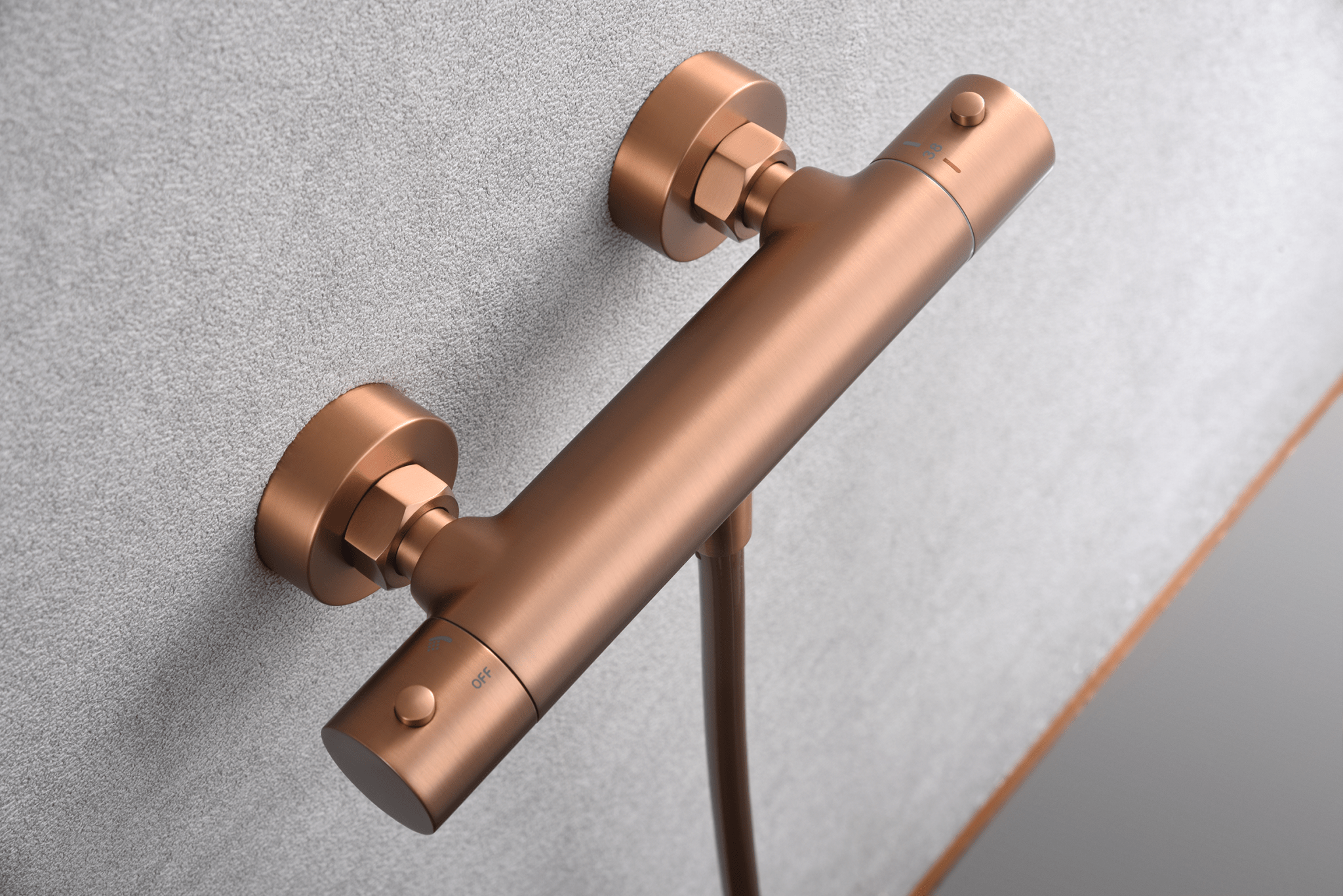 Imex - Kit ducha termostático Monza oro rosa cepillado - BricoandPool