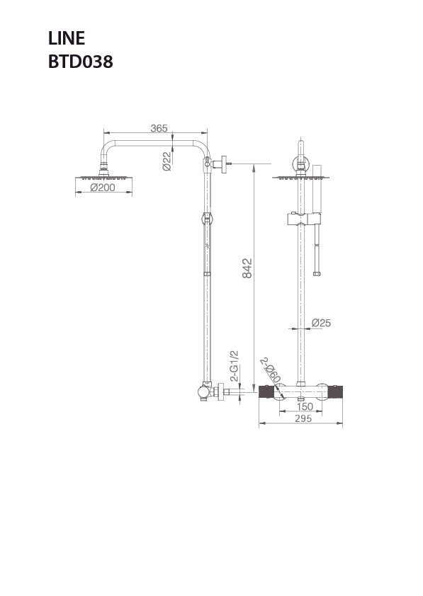 Imex – Line columna de ducha termostático oro rosa cepillado - BricoandPool