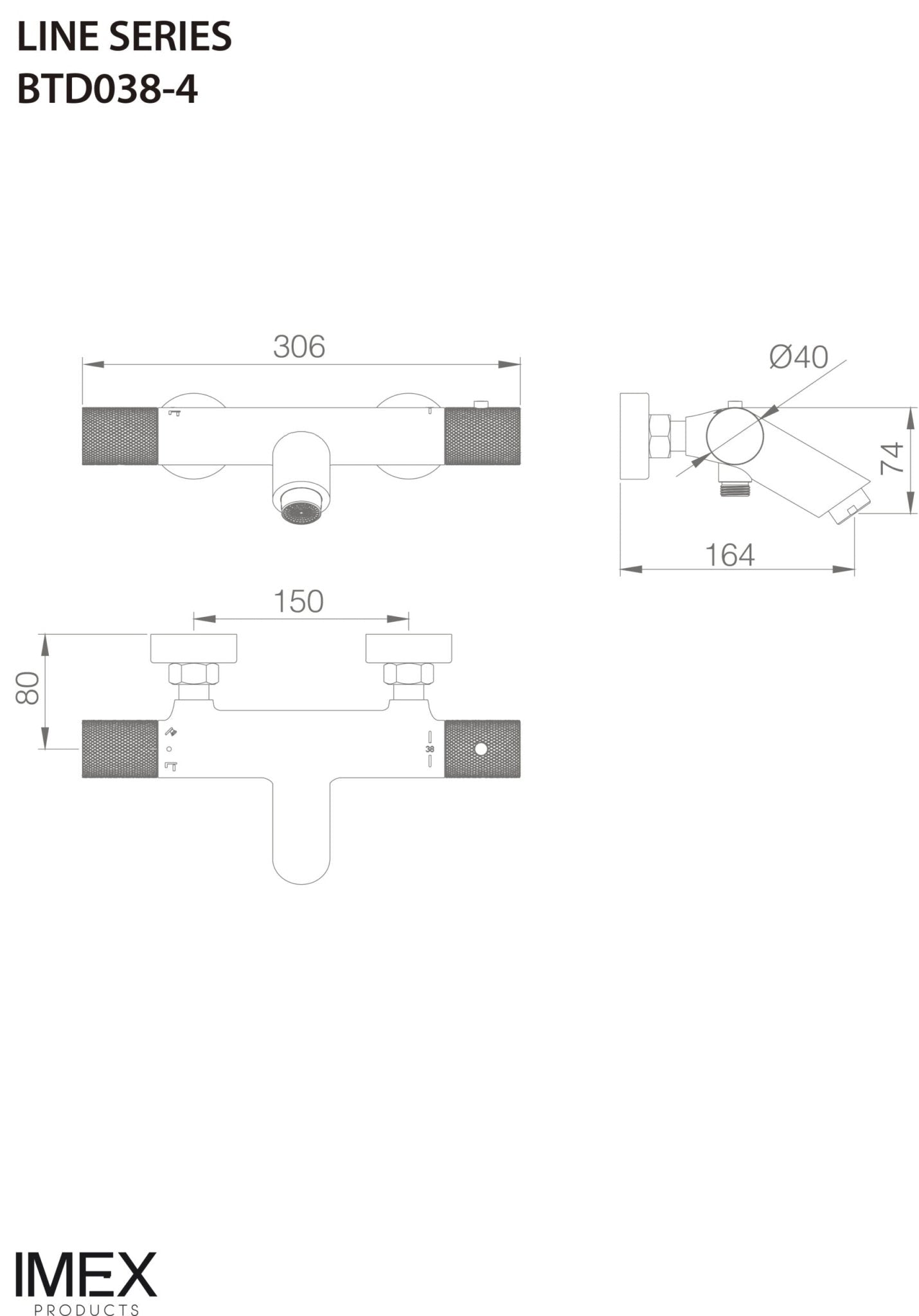 Imex - Line grifo de baño - ducha termostático - BricoandPool