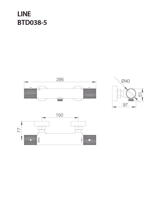 Imex - Line grifo de ducha termostático oro cepillado - BricoandPool