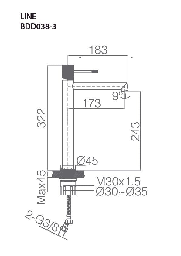 Imex – Line grifo monomando de lavabo alto níquel cepillado - BricoandPool