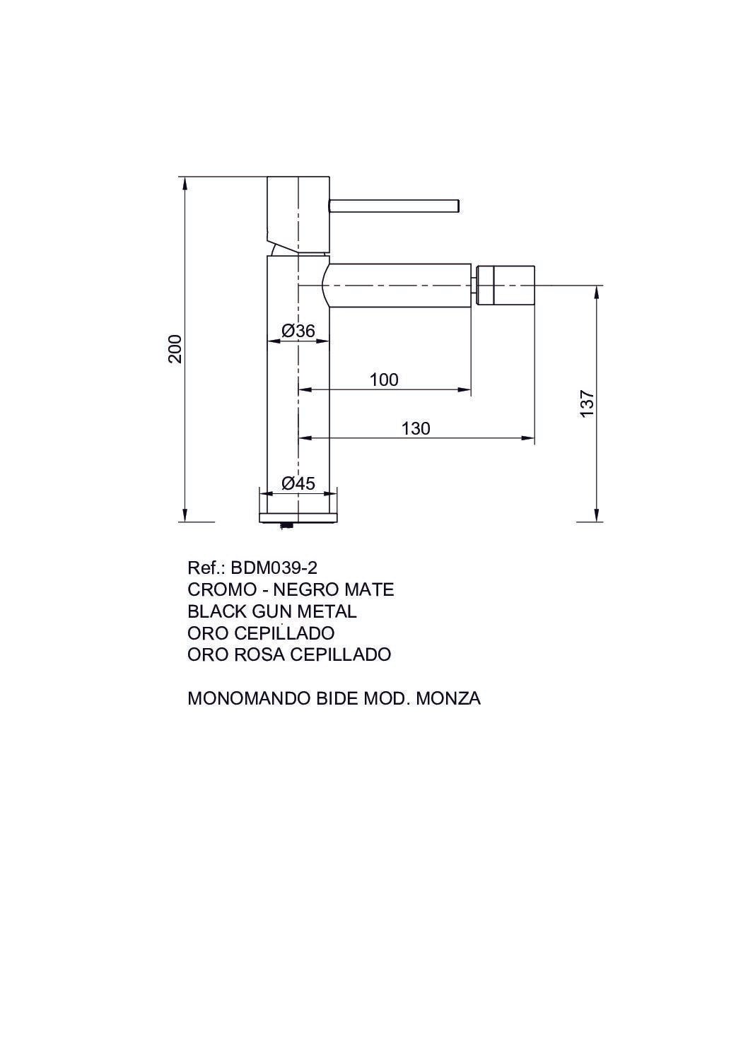 Imex - Monomando bidé Monza - BricoandPool