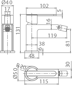 Imex - Monomando bidé Roma negro mate - BricoandPool