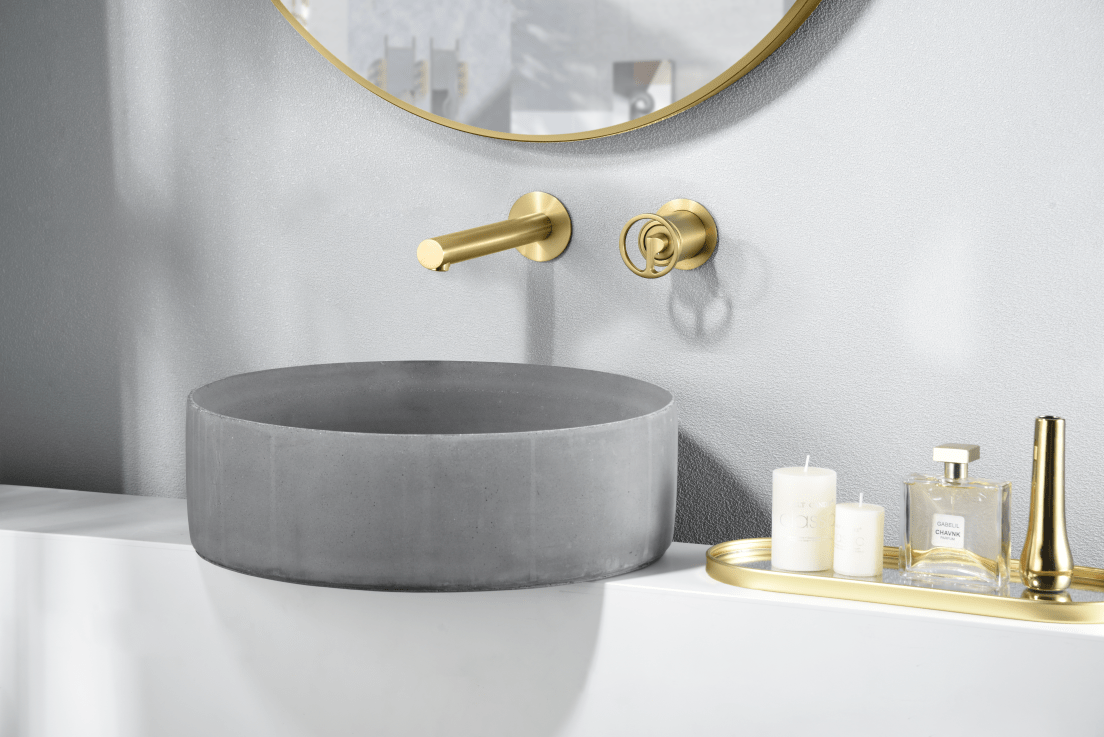 Imex - Monomando empotrado lavabo Olimpo oro cepillado - BricoandPool