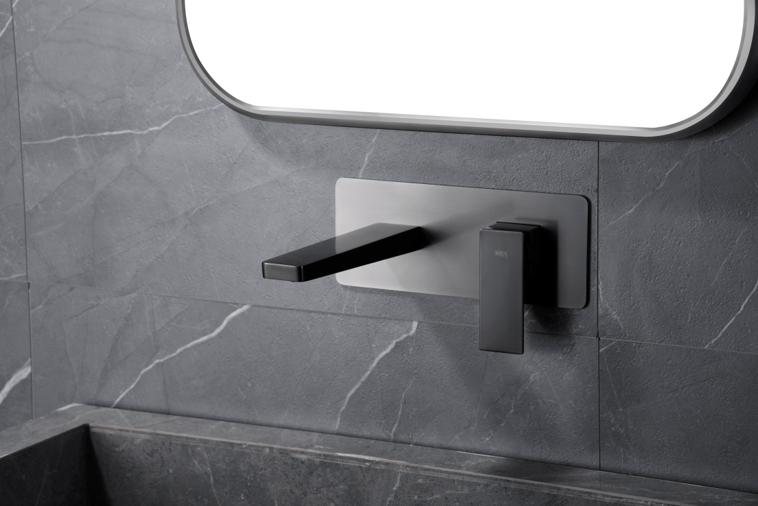 Imex - Monomando empotrado lavabo Pisa black gun metal - BricoandPool