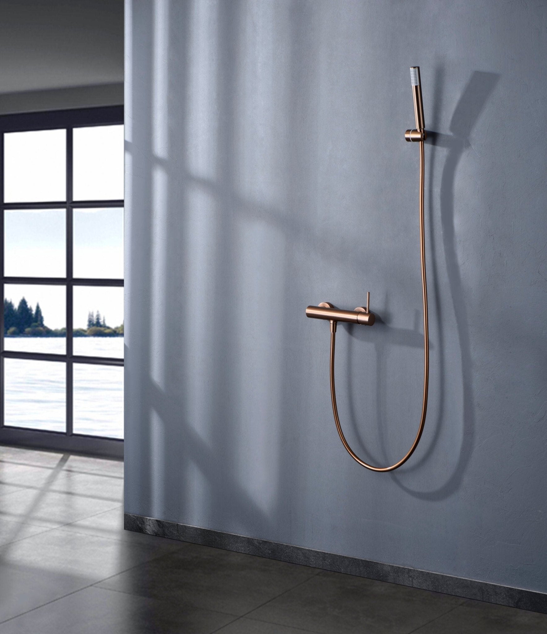 Imex - Monomando kit ducha Monza oro rosa cepillado - BricoandPool