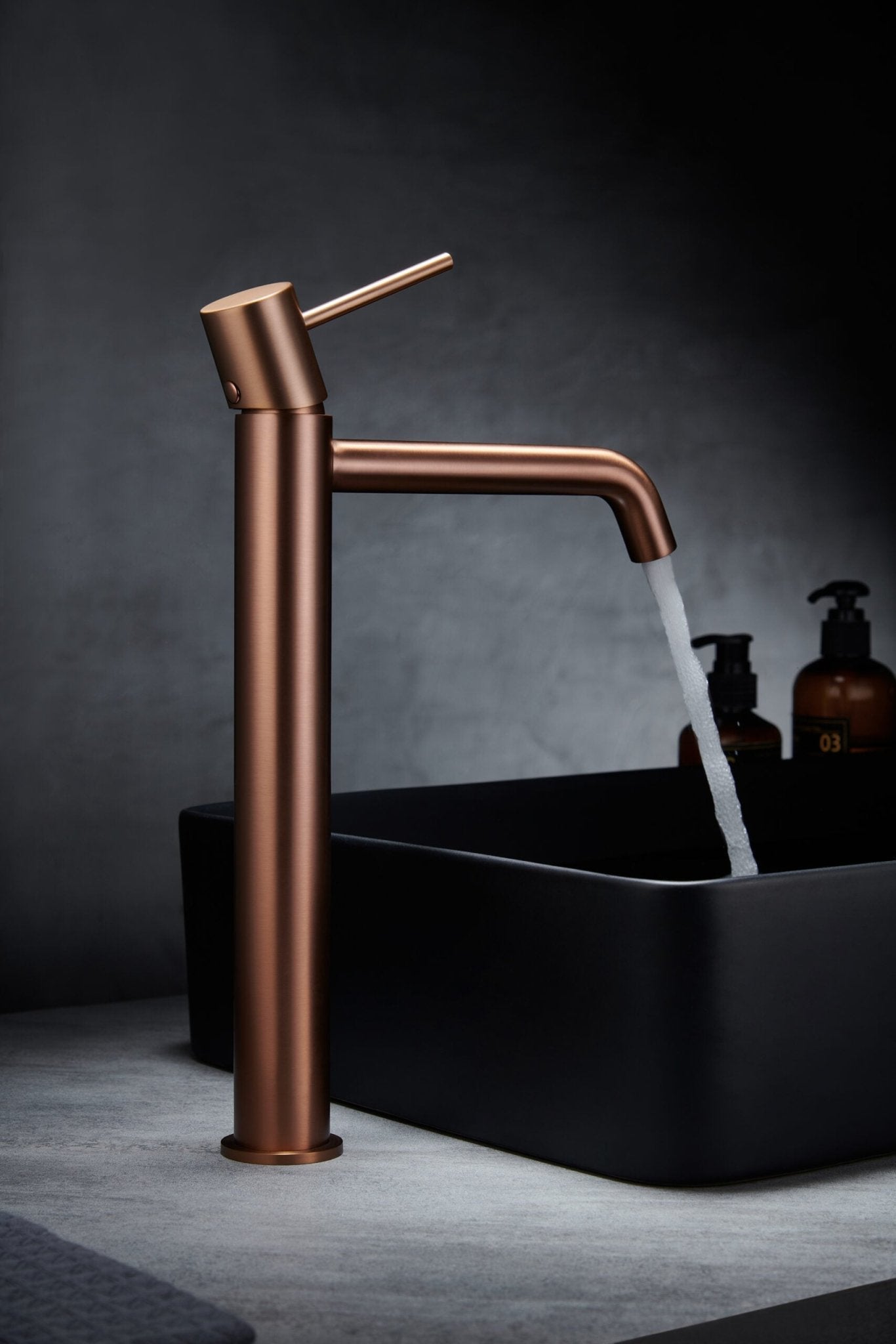 Imex - Monomando lavabo alto Monza oro rosa cepillado - BricoandPool