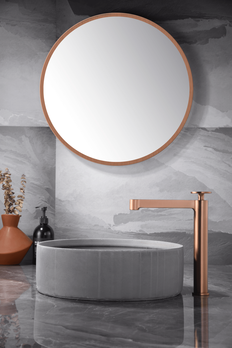 Imex - Monomando lavabo alto Olimpo oro rosa cepillado - BricoandPool