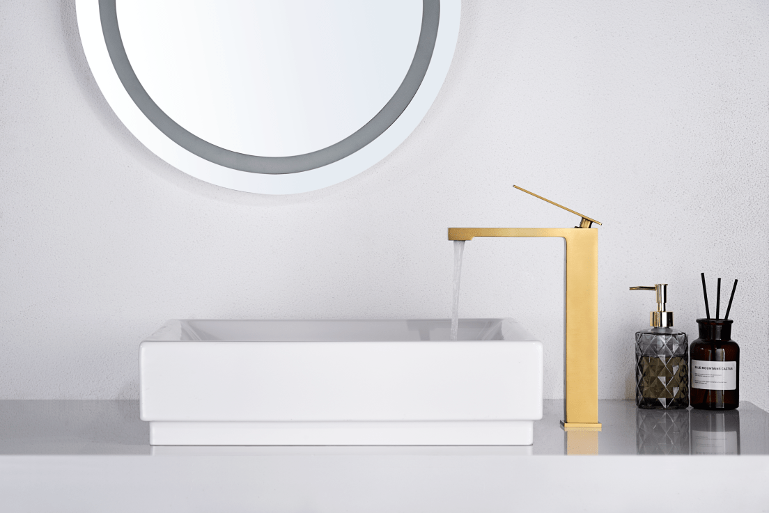 Imex - Monomando lavabo alto Pisa oro cepillado - BricoandPool