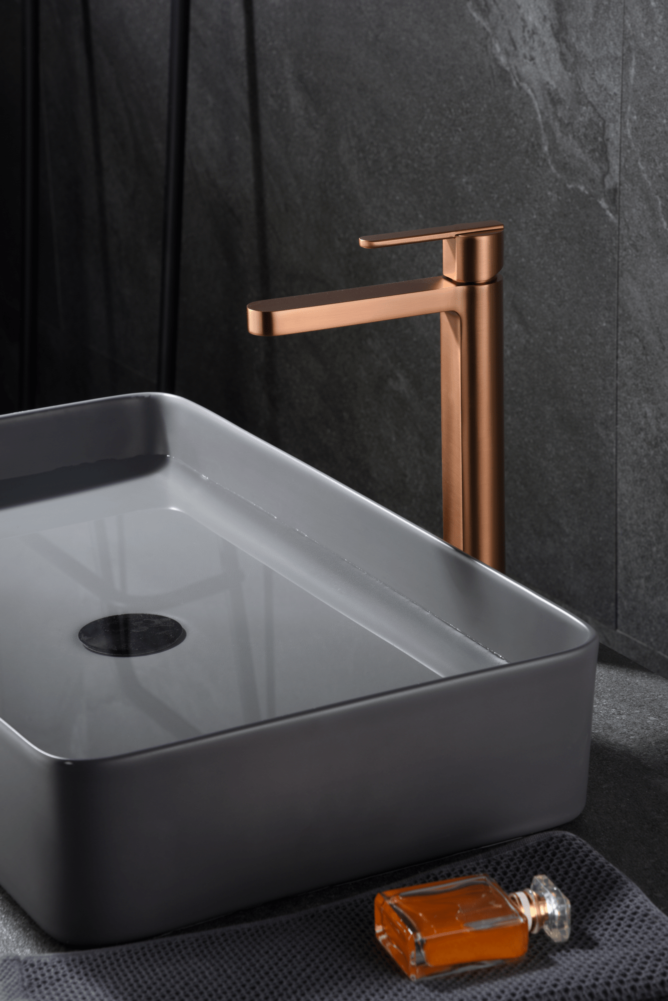 Imex - Monomando lavabo alto Roma oro rosa cepillado - BricoandPool