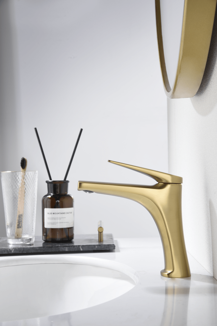 Imex - Monomando lavabo Delos oro cepillado - BricoandPool