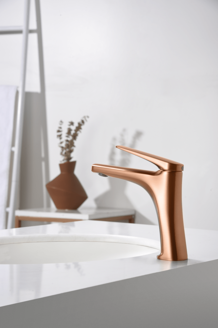 Imex - Monomando lavabo Delos oro rosa cepillado - BricoandPool