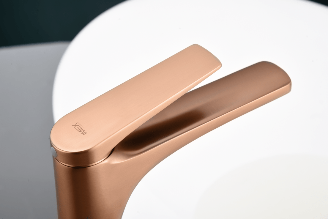 Imex - Monomando lavabo Delos oro rosa cepillado - BricoandPool