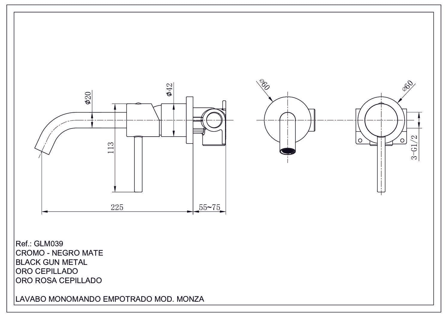 Imex - Monomando lavabo empotrado Monza oro cepillado - BricoandPool