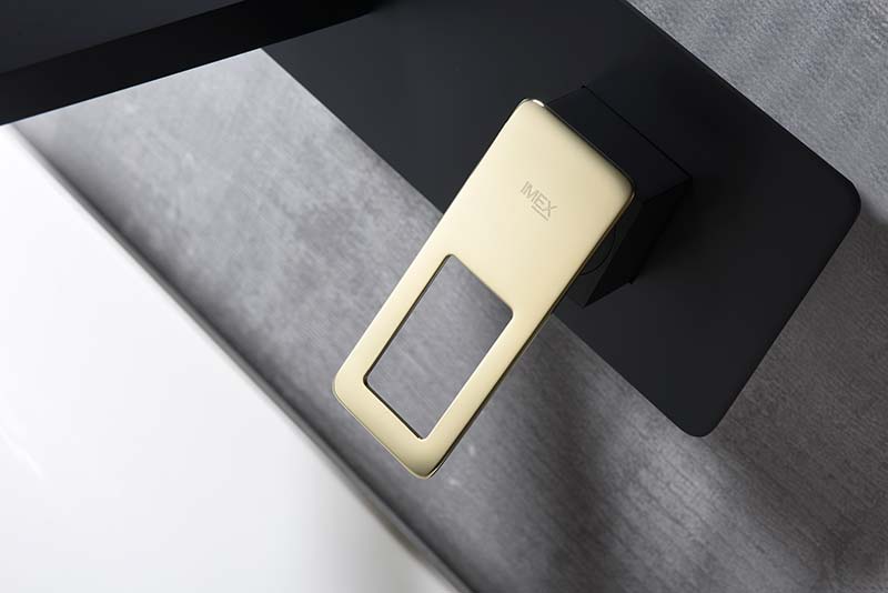 Imex - Monomando lavabo empotrado Suecia negro oro brillo - BricoandPool