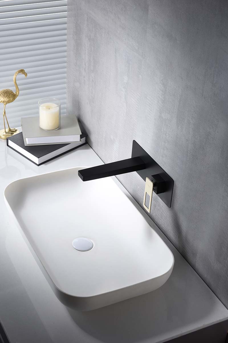 Imex - Monomando lavabo empotrado Suecia negro oro brillo - BricoandPool