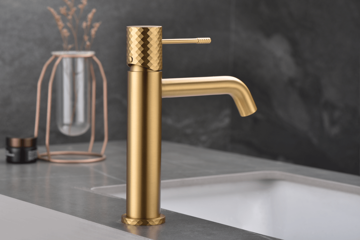 Imex - Monomando lavabo Génova oro cepillado - BricoandPool