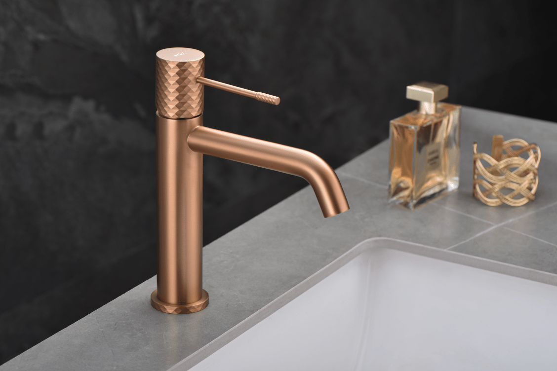 Imex - Monomando lavabo Génova oro rosa cepillado - BricoandPool