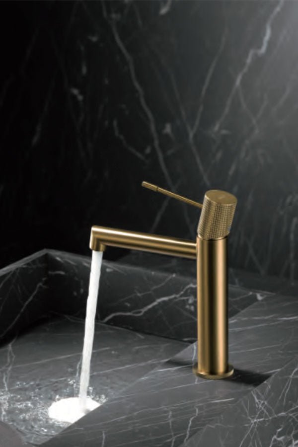 Imex - Monomando lavabo Line oro cepillado - BricoandPool